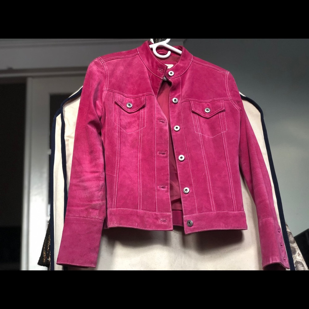 1970s pink suede Jean style jacket